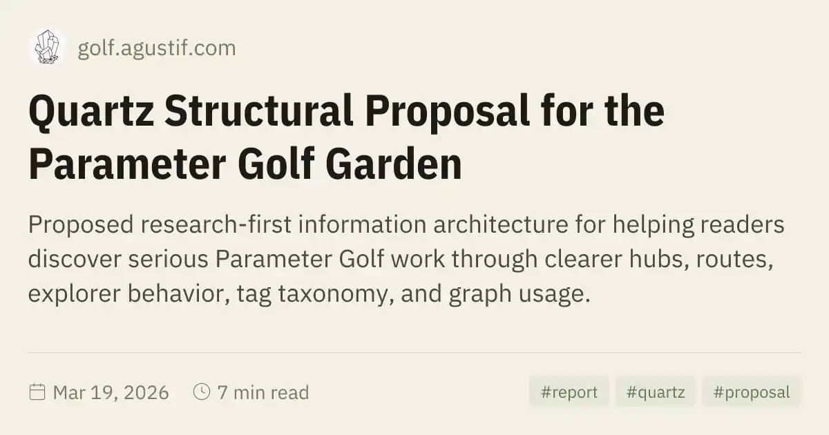 Quartz Report Quartz Structural Proposal for the Parameter Golf Garden